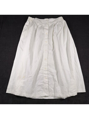 Joan Harper White Button-Front Midi Skirt Size 18
